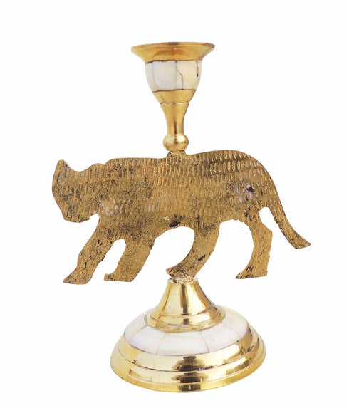 Brass Table Tiger Candle Stand 0.3Kg